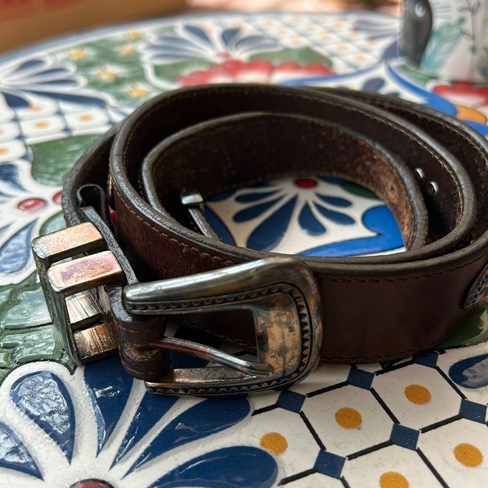 Greg Norman men’s Vintage Brown Leather Belt size 36/ 90 cowhide full grain